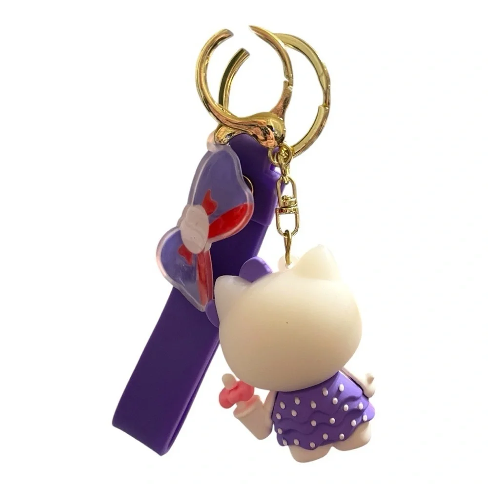 Purple Hello Kitty Keychain with Wrist Strap